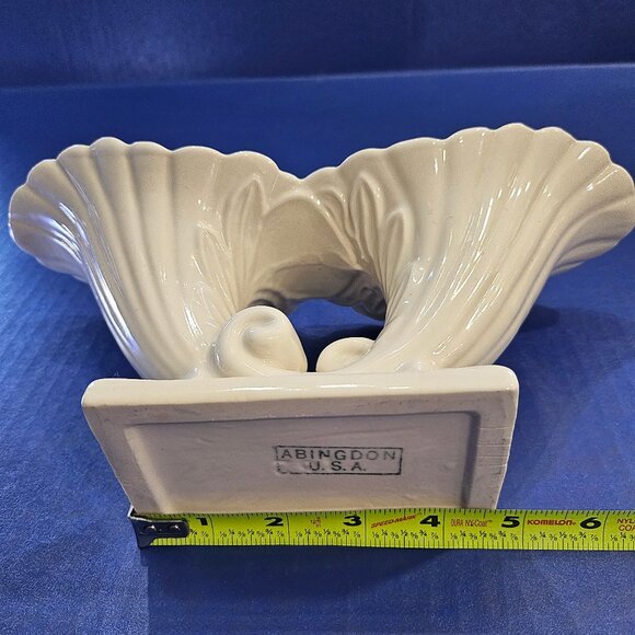 Abingdon White Double Cornucopia Flower Vase Made in USA - Picture 10 of 10